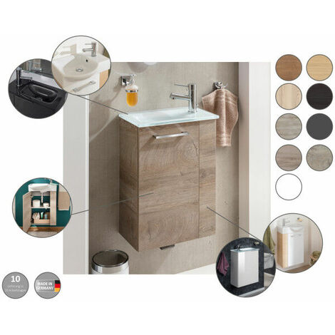 Fackelmann KARA SBC Gäste-WC Set 2 Teile – Waschtischunterschrank mit  Glasfront in Anthrazit mit Waschbecken aus