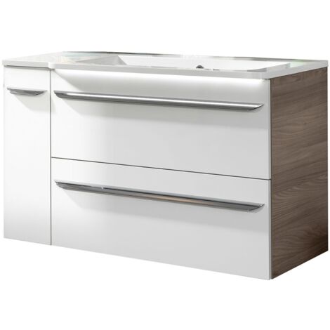 Fackelmann LUXOR Badmöbel Set 3-teilig 100 cm, Braun/Weiß + Unterschrank rechts"-"90212145 (1/5)