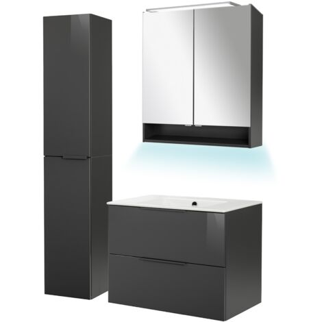 Fackelmann Easy Spiegelschrank Anthrazit - 40cm Breite Made In Germany