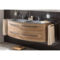 Lanzet Classico Badmöbel Set 2-teilig, 140cm breit, Hellbraun, Grau-Metallic-06364145