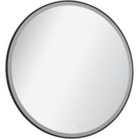 Fackelmann NEW YORK Spiegel mit LED-Beleuchtung – Badspiegel mit Beleuchtung rund (60,5 x 60,5 x 2,6 cm) – beleuchteter Spiegel Bad hängend mit Rahmen schwarz"-"84942