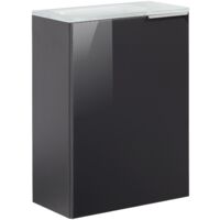Fackelmann KARA SBC Gäste-WC Set 2 Teile – Waschtischunterschrank mit Glasfront in Anthrazit mit Waschbecken aus Glas in Weiß – Waschbeckenunterschrank schmal – Türanschlag links – 45 cm breit"-"9006