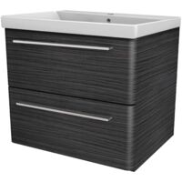 Lanzet K8 Badmöbel Set 2-teilig, 60cm, Schwarz, Keramikbecken"-"90159145