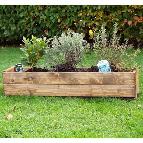 Hand Made 76cm x 23cm x 14cm Rustic Wooden Garden Window Trough / Flower Planter (1/2)