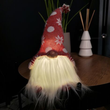 30cm Battery Operated Light up Christmas Standing Gonk Decoration in Red (1/5)