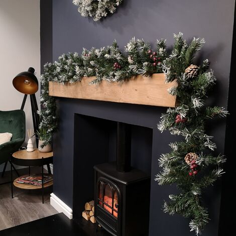 2.7m Green Mixed Needle Christmas Garland with Pine Cones and Red Berries (1/5)