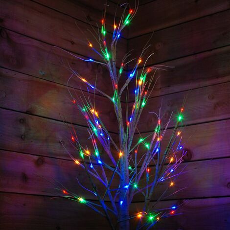 2.4m Christmas Outdoor Birch Tree with 136 Multicoloured LEDs (1/5)