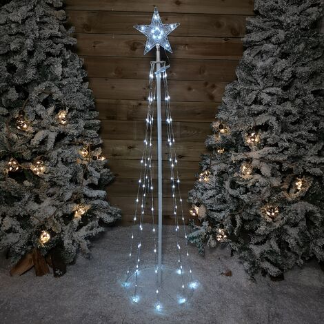 150cm (5ft) White Metal Maypole Tree with 106 Rainbow LED Wire Lights and Remote (1/5)