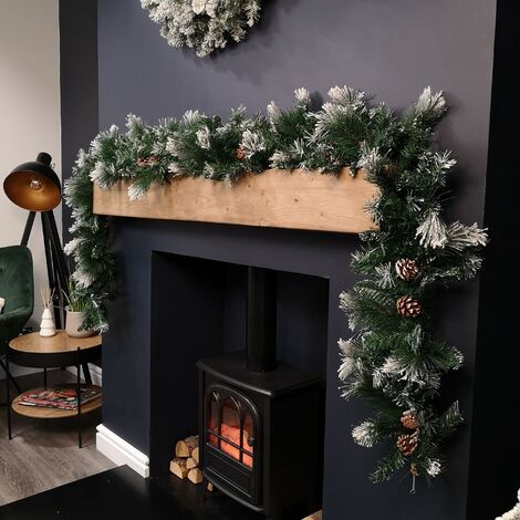 2.7m Snow Flocked Christmas Garland with Pine Cones and Mixed Needles (1/5)