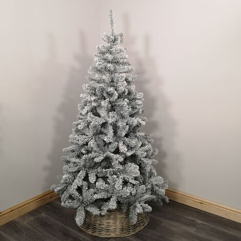 Kaemingk 8ft (240cm) Flocked Snowy Imperial Pine Hinged Christmas Trees (1/3)
