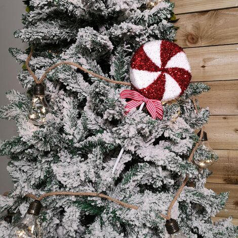 33cm Red and White Swirl Glitter Candy Cane Lollipop Christmas ...