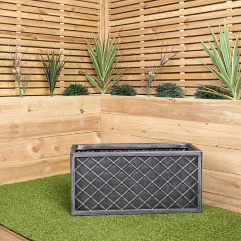 70cm Lazio Grey Pewter Garden Patio Plant Pot Planter