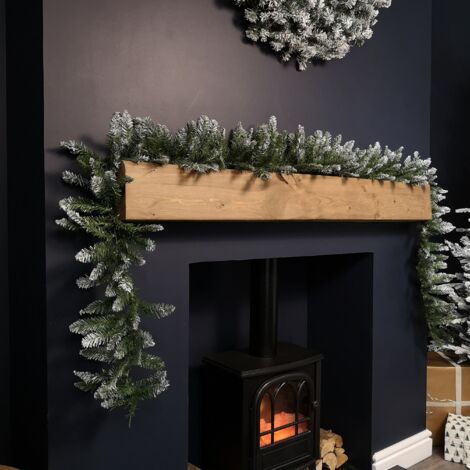 2.7m Snowy Plain Green Christmas Garland with 200 Tipped Christmas Garland Decoration Xmas garlands Decoration for Stairs, Fireplaces (1/5)
