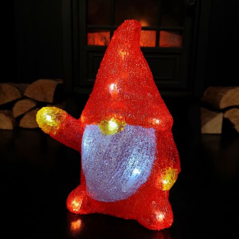 23cm Battery Operated Light up Acrylic Christmas Gonk with LEDs in Red (1/5)