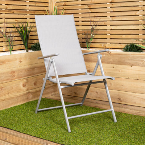 Outdoor Garden Patio Multi Position Reclining Folding Chair in Grey (1/5)