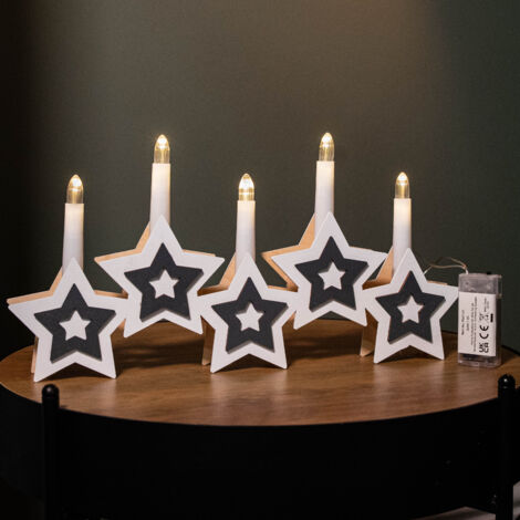 38cm Battery Operated White Wooden Christmas Candle Bridge Decoration with LEDs (1/5)