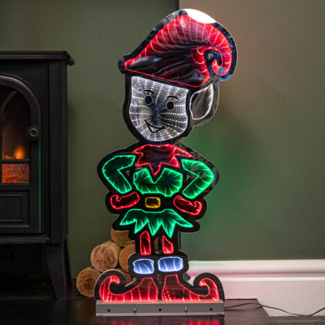 60cm Infinity Elf in Red Boots on Metal Base with Green and Red LEDs (1/5)