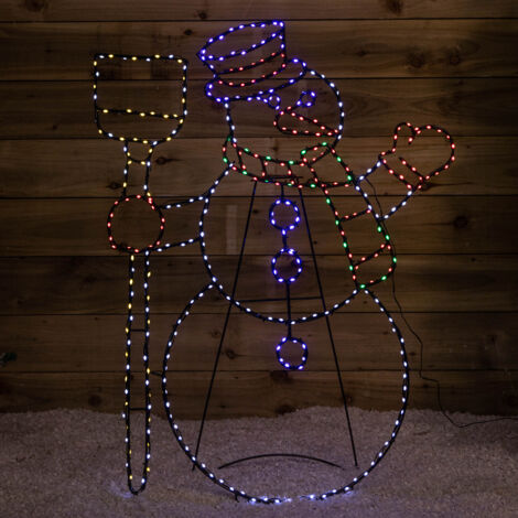 1m x 78cm Light up Standing Christmas Snowman with 390 Multi-Coloured LEDs (1/5)