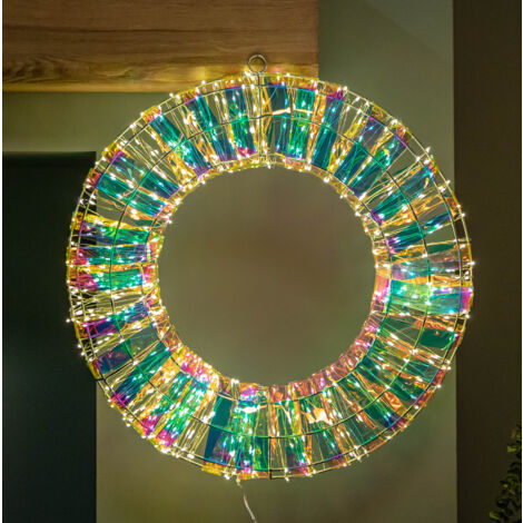 45cm Light up Iridescent Dream Christmas Wreath with 600 Warm White LEDs (1/5)