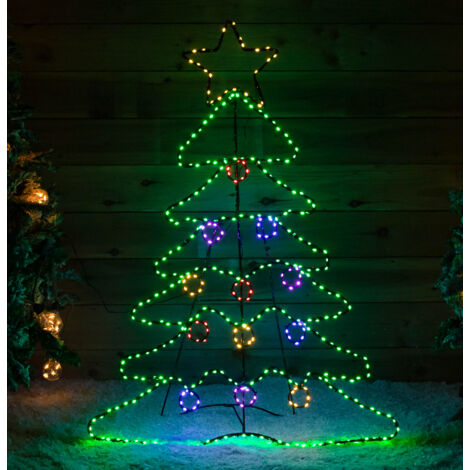 1.2mx85cm Light up Standing Christmas Tree with 385 Multi-Coloured LEDs (1/4)
