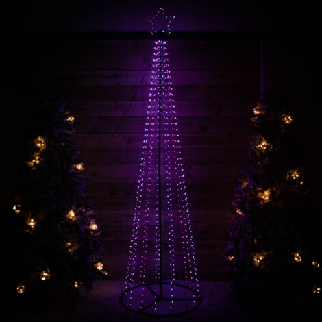 2.5m Light up Christmas Pyramid Cone Tree with 835 Multi-Action Rainbow LEDs (1/5)