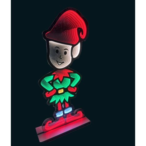 6ft (1.8m) Tall Light up Christmas Elf Infinity Decoration with Multi-Coloured LEDs (1/2)