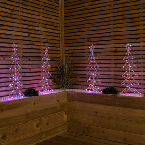 Set of 4 80cm Light up Christmas Tree Path Lights with 400 Rainbow LEDs (1/5)