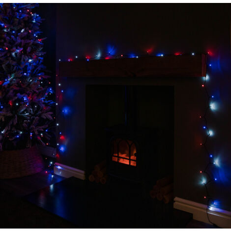 38.3m 480 LED SupaBrights Multi-Action Christmas String Lights with Timer in Blue, Red & White (1/5)