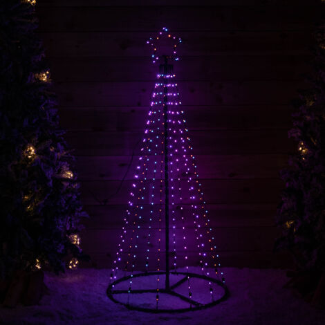 1.4m Light up Christmas Pyramid Cone Tree with 308 Multi-Action Rainbow LEDs (1/5)