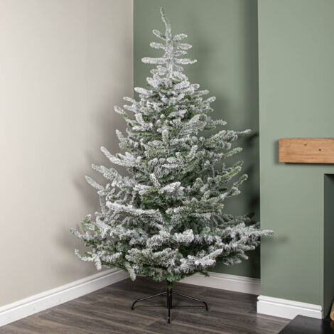 7ft (2.1m) Snowy Green & White Everlands Liberty Spruce Christmas Tree with Metal Stand (1/5)