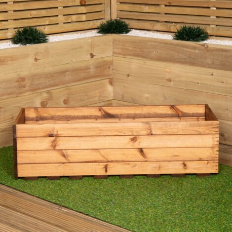 Hand Made 39cm Wide x 102cm Rustic Wooden Garden Trough Tall / Flower Bed Planter (1/5)