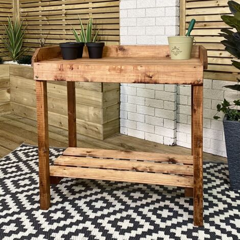 90cm Wooden Outdoor Garden Patio Potting Table Work Bench