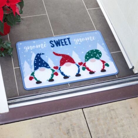 60cm x 40cm Gnome Sweet Gnome Fabric Christmas Doormat (1/4)