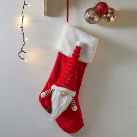 53cm Red and White Hanging Christmas Gonk Stocking (1/2)