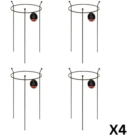 4 Pack of Small 60cm x 35cm Heavy Duty Black Steel Herbaceous Garden Plant Support Ring (1/5)