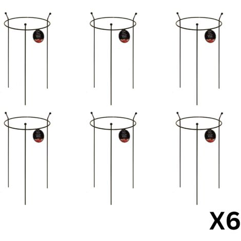 6 Pack of Small 60cm x 35cm Heavy Duty Black Steel Herbaceous Garden Plant Support Ring (1/5)
