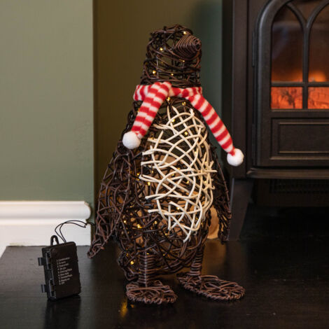 40cm Battery Operated Light up Brown Christmas Penguin with 60 Warm White LEDs (1/5)