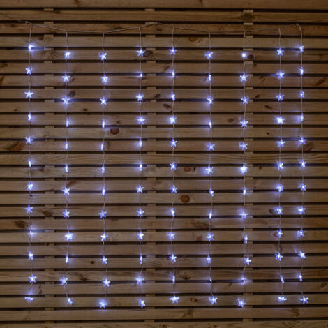 1.2 x 1.2m Light up Christmas Star Curtain Lights with 108 White LEDs (1/5)
