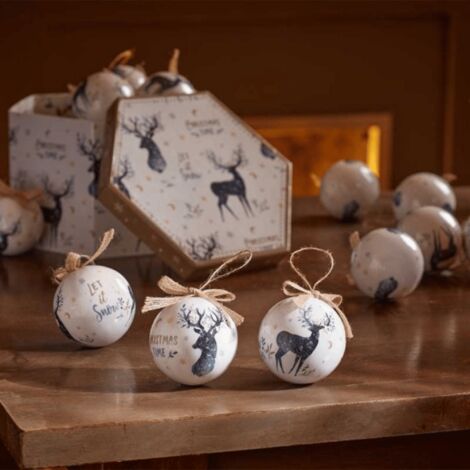 Set of 14 Traditional Vintage Christmas Stags Tree Baubles (1/4)