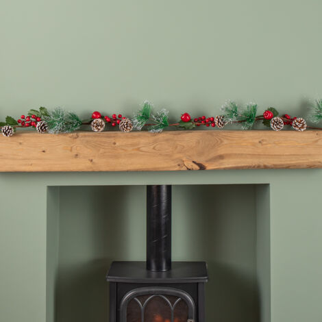 1.5m Christmas Berry Garland with Pinecones and Silver Glitter Tips (1/5)