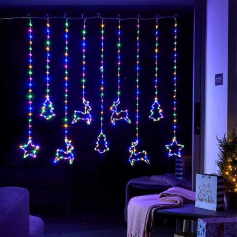 1.2 x 1.1m Christmas Window Curtain Light with 327 Multi-Coloured LEDs (1/4)