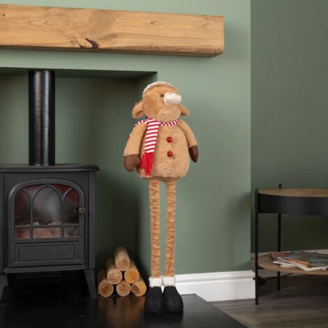 84cm Tall Plush Standing Christmas Highland Boy Cow with Extendable Legs (1/5)