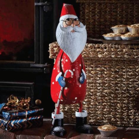 44cm Hand Painted Metal Christmas Polka Dot Santa Decoration (1/2)
