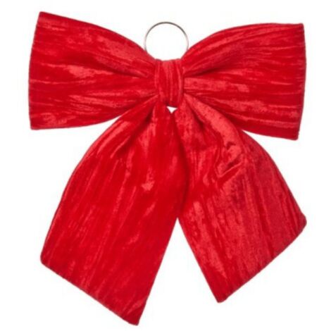 44cm Red Luxurious Velvet Hanging Christmas Bow Decoration