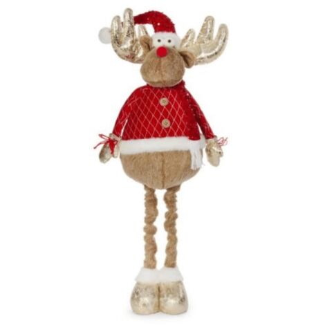 1m Tall Plush Festive Golden Comet Christmas Decoration with Extendable Legs