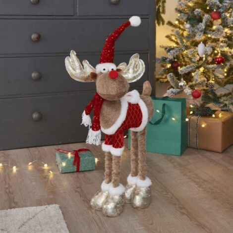 91cm tall plush festive golden rudolph christmas decoration – Extendable legs – Indoor use only – High-quality polyester for a plush texture – Samuel Alexander (1/2)