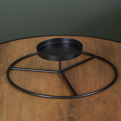 25cm Black Round Metal Pillar Candle Ring Holder (1/5)