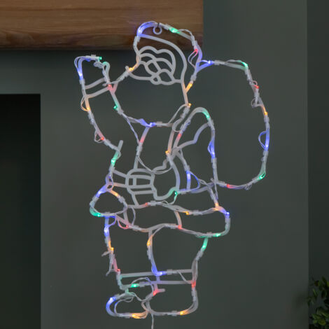 44cm Battery Powered Light up Hanging Christmas Santa with Multi-Coloured Multi-Action LEDs (1/5)