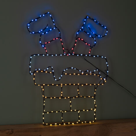 60cm x 45cm Light up FlexiBrights Santa Down Chimney with 223 Multi-Coloured LEDs (1/5)