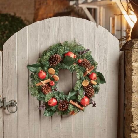 40cm Festive Spice Christmas Wreath with Pinecones and Faux Dried Fruit (1/2)